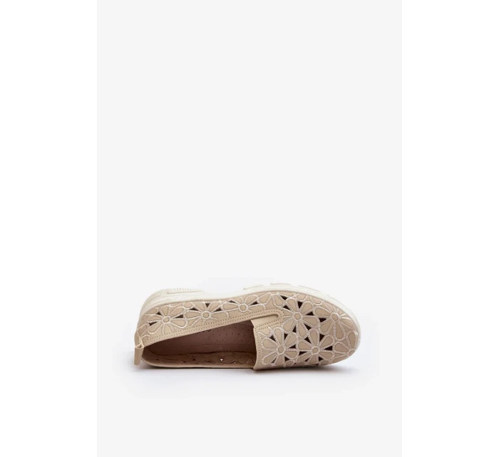 Béžové dámske ažurové topánky Emilei