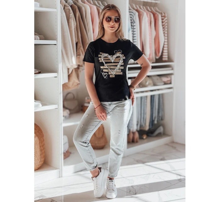 Dámske tričko so srdcom MARISS čierne FashionStreet RY2740