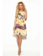 296-8 VICTORIA Trapézové šaty - žlutý leopardí potisk