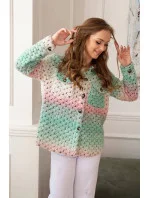 Ružovo-mätová dámska košeľová bunda so stojačikom (1132)