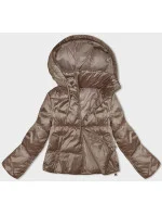 Krátká dámská bunda v karamelové barvě s odepínací kapucí model 19422313 - S'WEST Krátká dámská bunda v karamelové barvě s odepínací kapucí model 19422313 - S'WEST