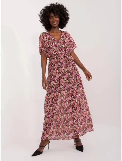 Čierno-ružové dámske letné kvetinové šaty (9656) Čierno-ružové dámske letné kvetinové šaty (9656)