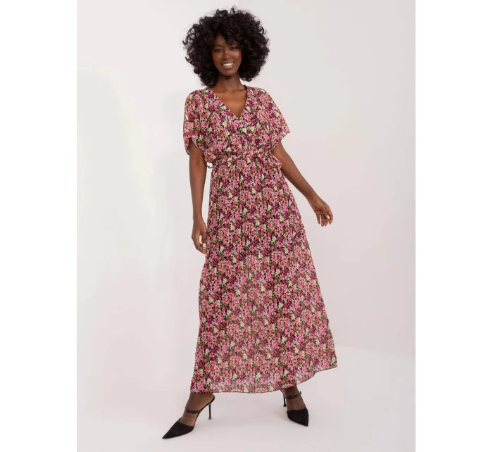 Čierno-ružové dámske letné kvetinové šaty (9656) Čierno-ružové dámske letné kvetinové šaty (9656)