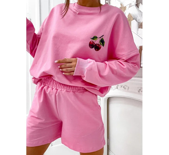 Bavlnená mikina + šortky ružová (VE101)