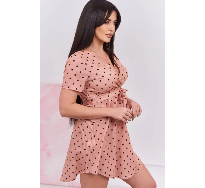 Tmavo marhuľové bodkované šaty