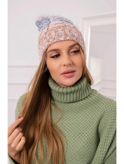 Fleecová čiapka Dolores K303 camel+jeans+red Fleecová čiapka Dolores K303 camel+jeans+red