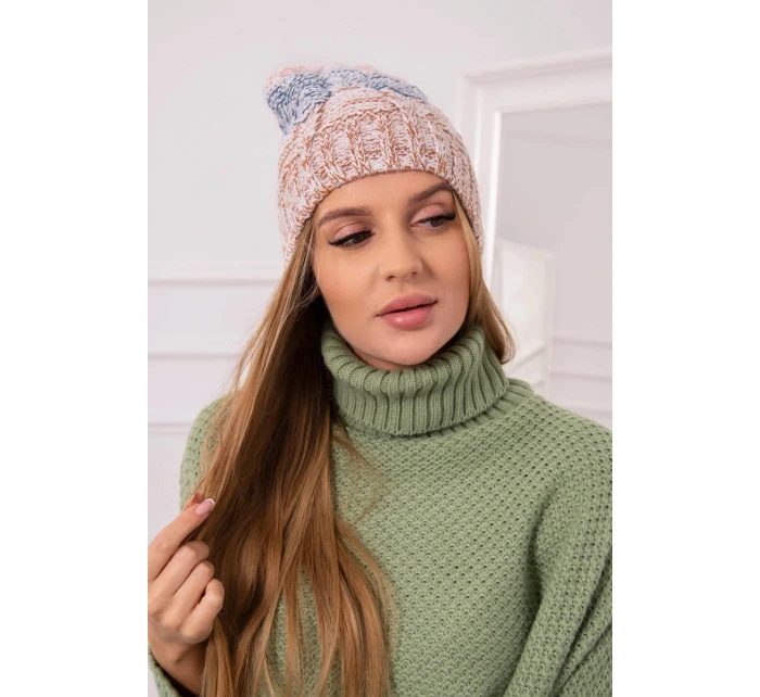 Fleecová čiapka Dolores K303 camel+jeans+red Fleecová čiapka Dolores K303 camel+jeans+red