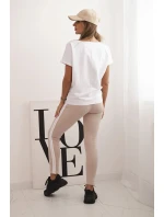 Dámska bavlnená súprava s tričkom a legínami s bielou šerpou