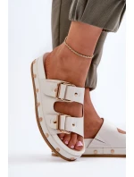 Klapki Damskie Na Platformie Big Star NN274081 Białe