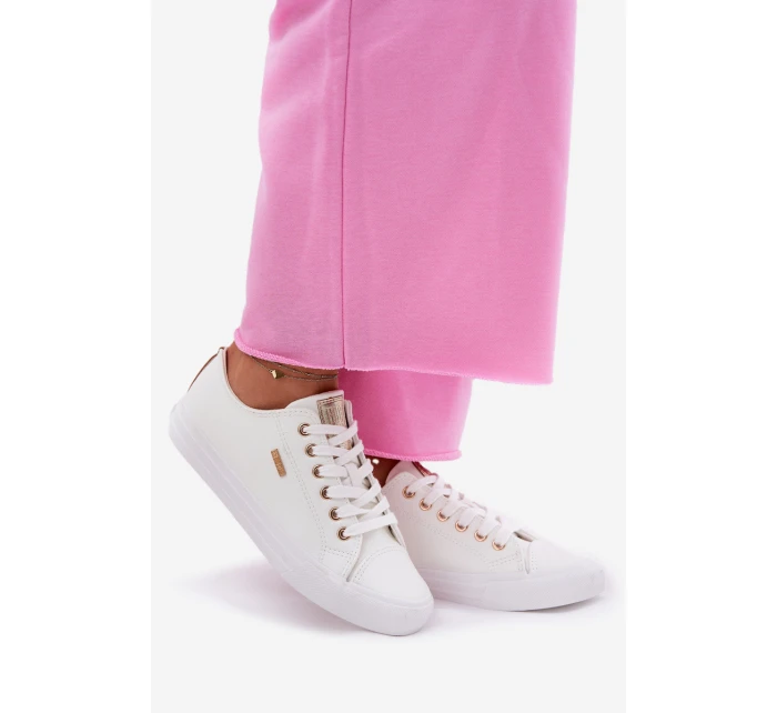 Trampki Damskie Z Eko Skóry Big Star RR274748 Białe Trampki Damskie Z Eko Skóry Big Star RR274748 Białe