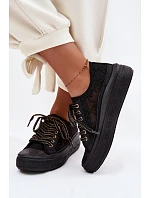 Dámské tenisky s krajkou na platformě model 22095265 Černé - Lee Cooper