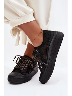 Dámské tenisky s krajkou na platformě model 22095265 Černé - Lee Cooper