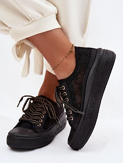 Dámské tenisky s krajkou na platformě Lee Cooper LCW-26-44-4479 Černé