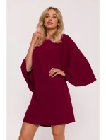 S426 Mini šaty s netopierími rukávmi - bordové