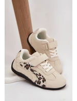 Detská športová obuv na suchý zips s leopardím vzorom Perrin - béžová