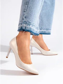 Stylové lodičky bílé dámské na jehlovém podpatku