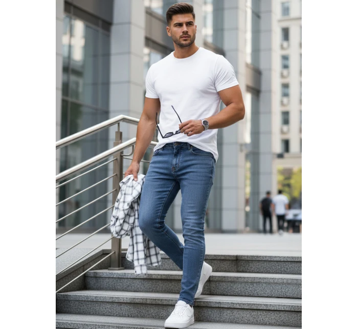 Pánske modré džínsové nohavice slim fit FashionStreet UX4481 Pánske modré džínsové nohavice slim fit FashionStreet UX4481