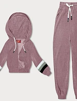 Dámska tepláková súprava s farebnými vložkami ružová (AMG-346A)