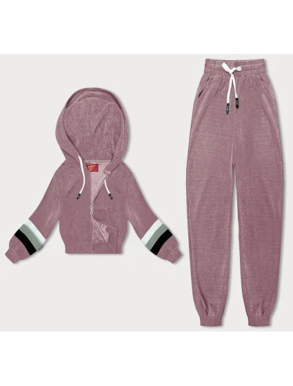 Ružová dámska tepláková súprava s farebnými vsadkami (AMG-346A) Ružová dámska tepláková súprava s farebnými vsadkami (AMG-346A)