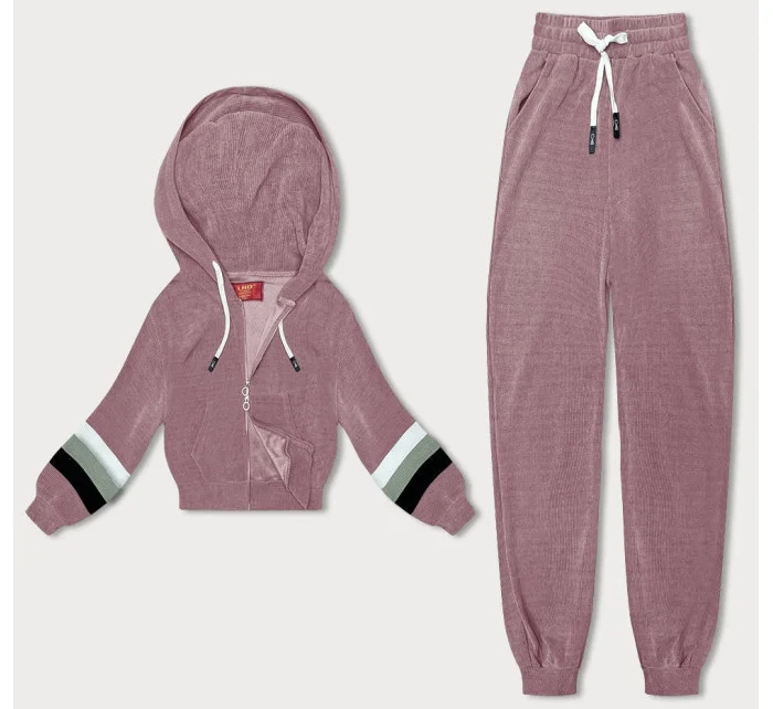 Ružová dámska tepláková súprava s farebnými vsadkami (AMG-346A) Ružová dámska tepláková súprava s farebnými vsadkami (AMG-346A)