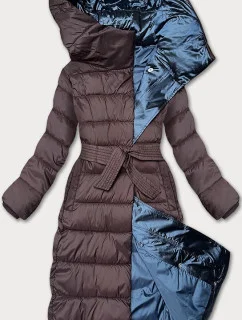 Hnedá dlhá dámska zimná bunda Libland (7704)
