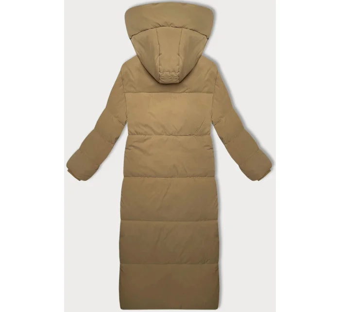 Dlhý kabát v ťavej farbe s jednoduchým strihom (WD202229)