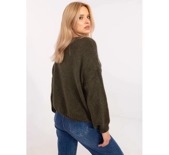 Volný dámský kardigan v khaki barvě model 20840824 - Factory Price