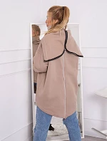 Zateplená mikina so zipsom na chrbte tmavo béžová