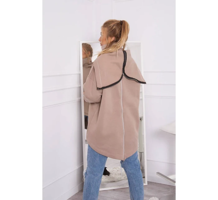 Zateplená mikina se zipem na zádech tmavě béžová Zateplená mikina se zipem na zádech tmavě béžová