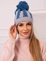 Dámska čiapka s brmbolcom Rozalia K323 denim+grey