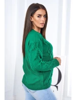 Sveter s pleteninou zelený Sveter s pleteninou zelený