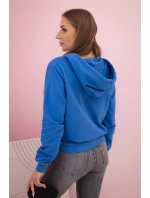 Dámska bavlnená mikina s kapucňou a vreckami v striebornej farbe