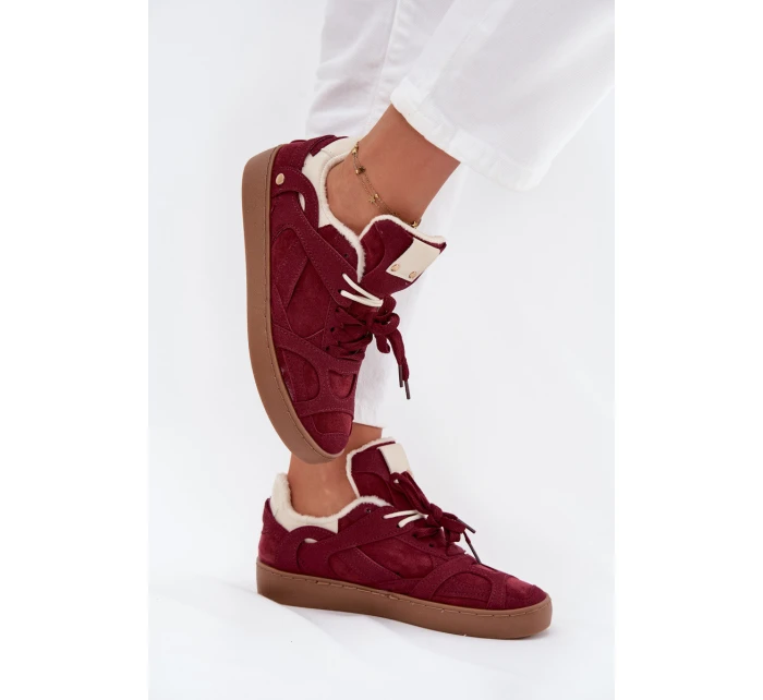 Dámské tenisky na platformě s kožešiny Bordó model 21707261 - Boto