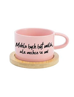 MOHLA BY som byť milá, ale nechcem - ružový hrnček s makrónkou 200 ml