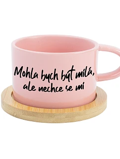 MOHLA BY som byť milá, ale nechcem - ružový hrnček s makrónkou 200 ml
