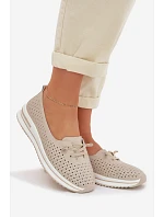 Dámske kožené poltopánky LR61-7044 beige - S.Barski