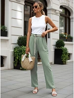 Dámske nohavice so širokými nohavicami, zelené, FashionStreet UY3072 Dámske nohavice so širokými nohavicami, zelené, FashionStreet UY3072