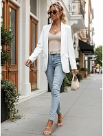 Dámske elegantné sako biele FashionStreet PY0143