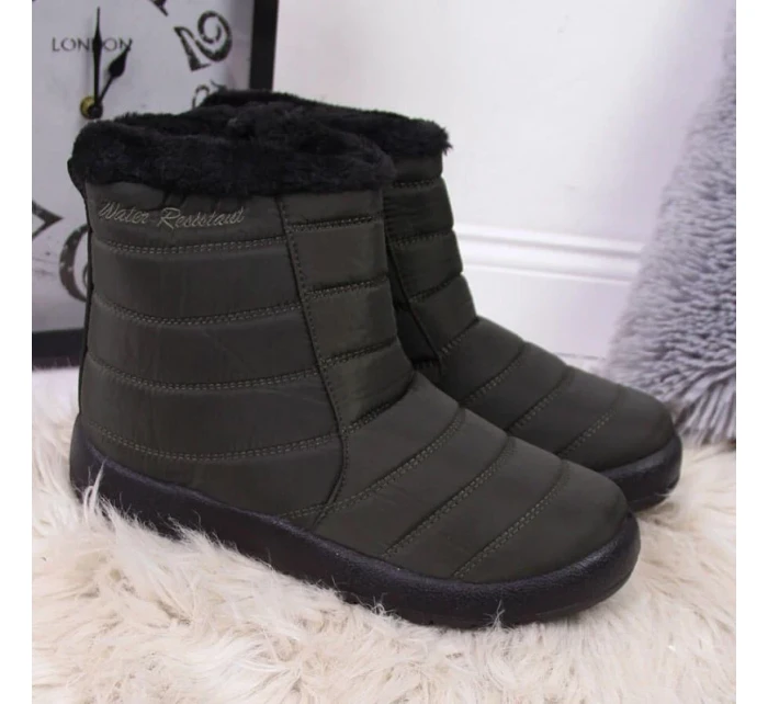 Nepromokavé sněhové boty na zip NEWS W model 17606242 khaki - Inny Nepromokavé sněhové boty na zip NEWS W model 17606242 khaki - Inny