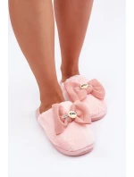 Kapcie Damskie Z Futerkiem I Kokardą Różowe Olfedi