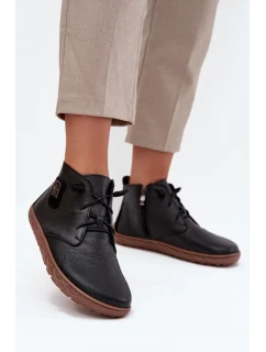 Kožené dámské polobotky Barefoot s ozdobným detailem model 21708053 Černé - Zazoo