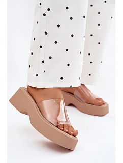 Dámské sandály na platformě s páskem Béžové model 22107240 - Boto