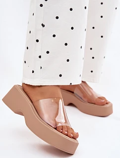 Dámské sandály na platformě s páskem Béžové model 22107240 - Boto