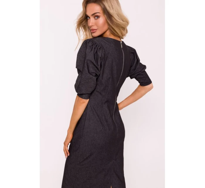 M803 Šaty s puzdrovými rukávmi - grafitové