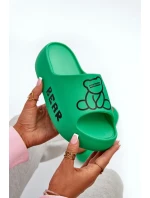 Dámske penové papuče na pevnej podrážke s medvedíkom, zelené Lamira