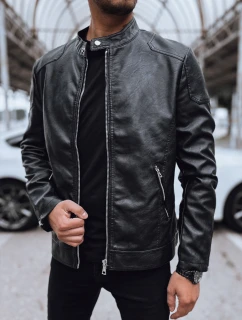 Pánska kožená bunda čierna FashionStreet TX4717