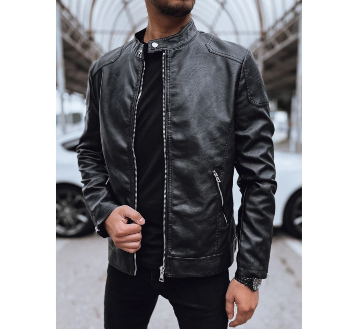 Pánska kožená bunda čierna FashionStreet TX4717
