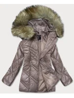 Dámska prechodná bunda vo farbe cappuccino s kapucňou (H-97)