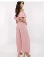 Elegantný overal so širokými nohavicami, špinavo ružový (T52)