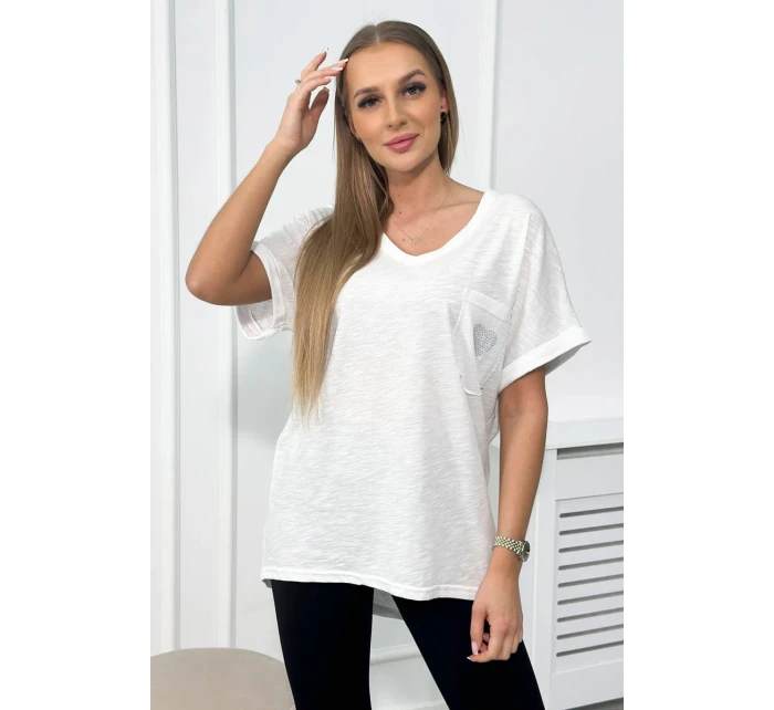 Bavlnená blúzka s vreckami biela